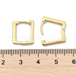 Orecchini a cerchio in ottone rettangolare con micro pavé di zirconi cubici trasparenti&nbsp;EJEW-D311-090G