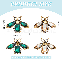 4 Stück 2 Farben Bienen-Strass-Anstecknadel&nbsp;JEWB-WR0001-07