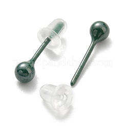 Orecchini a bottone con sfera rotonda in ceramica ipoallergenica in bioceramica con zirconi&nbsp;EJEW-Q768-18C