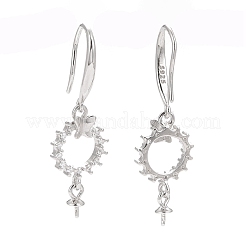 925 crochet de boucle d'oreille en argent sterling plaqué rhodium anti-ternissement&nbsp;LS-STER-D035-37P