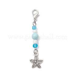 Ciondolo in lega con tema oceano e decorazioni pendenti con perline di vetro&nbsp;HJEW-JM03156-03