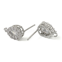 Accesorios para pendientes con micropavé de latón en forma de lágrima y circonitas cúbicas transparentes&nbsp;LS-KK-C107-13P