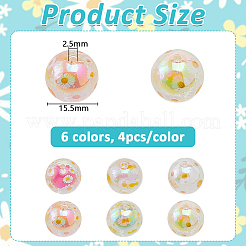24 Stück 6 Farben UV-Beschichtung bedruckte transparente Acrylperlen&nbsp;TACR-DC0001-11