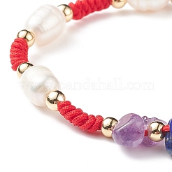 Braccialetti di perline intrecciate con pietre miste naturali e sintetiche&nbsp;BJEW-JB08719
