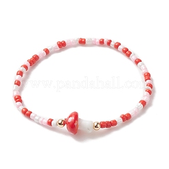 Bracelets extensibles en perles de verre et perles de verre et perles de laiton pour femmes&nbsp;BJEW-JB09272