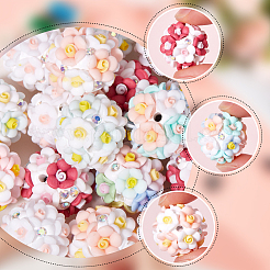 20 Stück leuchtende Strass-Blumenperlen aus Polymer-Ton in 5 Farben&nbsp;RESI-SC0005-56