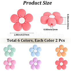 12pcs 6 Farben Silikonperlen&nbsp;SIL-PA0001-63