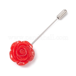 Anstecknadeln aus Messing mit Glitzerblume aus Harz&nbsp;JEWB-BR00170-01