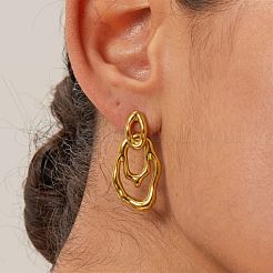 Ohrstecker aus Edelstahl 304 in abstrakter Tropfenform mit schmelzender Flüssigkeitsoberfläche für Damen&nbsp;WG8D0B8-02