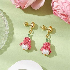 Boucles d'oreilles à tige en perles de verre faites à la main&nbsp;EJEW-MZ00277-01
