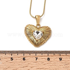 Collares colgantes de corazón de acero inoxidable 304 con vidrio transparente&nbsp;NJEW-G184-04G