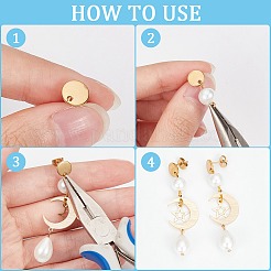 36 pièce de 3 tailles de boucles d'oreilles à tige rondes plates en acier inoxydable 304 avec placage ionique (IP)&nbsp;STAS-SP0001-59G