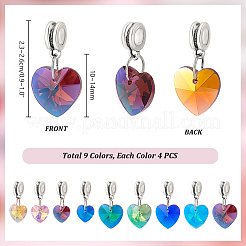 36 Stück europäische Anhänger aus facettiertem Glas in 9 Farben&nbsp;PALLOY-PH01654