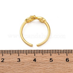 Anillos de dedo de brazalete de circonita cúbica transparente con micro pavé de latón&nbsp;RJEW-G337-23G
