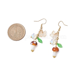 Boucles d'oreilles pendantes papillon et champignon en acier inoxydable 304 pour femmes&nbsp;EJEW-JE06235-02