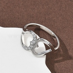Fingerringe aus 304 Edelstahl mit Zirkonia für Damen&nbsp;RJEW-F189-05P
