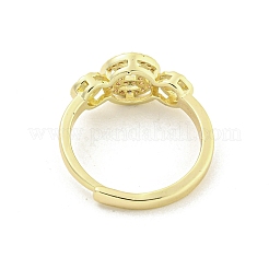 Bagues réglables en laiton avec micro pavé de zircone cubique pour femmes&nbsp;RJEW-I103-036G