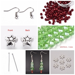 DIY-Set zum Herstellen von Ohrhängern aus Glas und Messing mit Weihnachtsmotiv&nbsp;DIY-CC0001-25