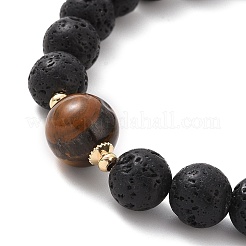 Rundes Stretch-Armband mit natürlichen Lavasteinen und gemischten Edelsteinen&nbsp;BJEW-JB09418