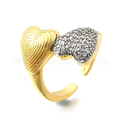Bagues de manchette en laiton micro pavé de zircone cubique pour femmes&nbsp;RJEW-F184-04GP