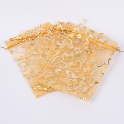 Sacs en organza imprimé cœur&nbsp;OP-R022-13x18-04