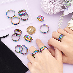 Anillo de dedo ranurado grabable de acero inoxidable 201&nbsp;RJEW-UN0002-34