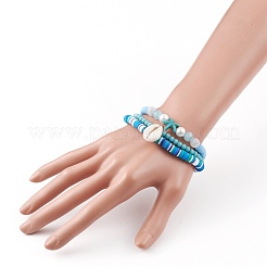 3pcs 3 Arten Heishi-Perlen aus Fimo dehnen stapelbare Armbänder-Sets&nbsp;BJEW-JB05915