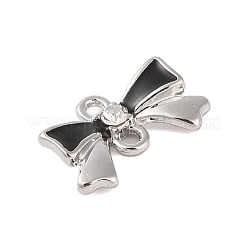 Encantos del conector del bowknot del esmalte negro de la aleación de la galjanoplastia del estante&nbsp;FIND-B037-08P-01