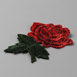 Tissu de broderie informatisé en forme de fleur de rose&nbsp;PATC-WH0007-34B