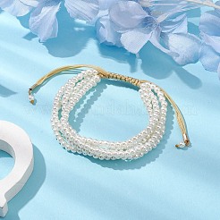 Braccialetti regolabili con perline intrecciate acriliche finte perle da donna&nbsp;BJEW-JB10662