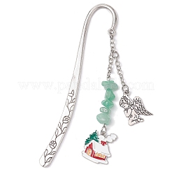 5 stücke 5 stile weihnachten haus & engel legierung anhänger lesezeichen&nbsp;AJEW-JK00341