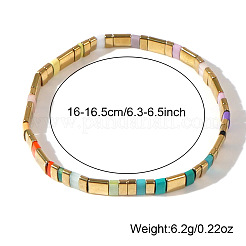 2 stücke sommer multi-farbe gemischt stein rechteck perlen stretch armbänder mit gold quadrat&nbsp;LK8533
