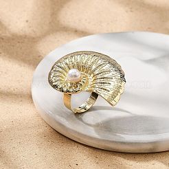 Verstellbare Ringe aus Conch-Legierung für Damen&nbsp;RJEW-B108-03KCG