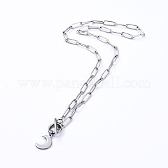 Collane con ciondolo a forma di luna in acciaio inossidabile 304 anti-ossidazione&nbsp;NJEW-JN02888-02