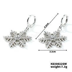 Orecchini a cerchio in ottone con fiocco di neve e zirconi cubici trasparenti&nbsp;PM0148-2