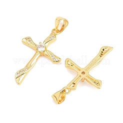 Pendentifs en laiton de Pâques sertis de micro-pavés de zircone cubique transparente&nbsp;ZIRC-F148-14I-G