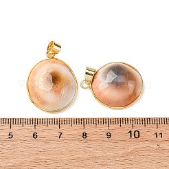 Pendentifs en coquillage naturel pavé de laiton&nbsp;KK-H002-01G