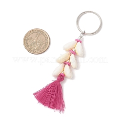 Llaveros colgantes con borlas de polialgodón (poliéster y algodón) de concha natural&nbsp;KEYC-JKC01292