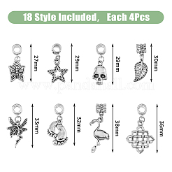 72pcs 18 Arten Legierung europäische baumelnde Charms&nbsp;FIND-FH0008-45