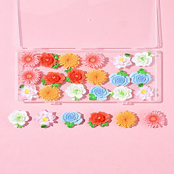 24 Stück 6 Stile undurchsichtige Harzblumen-Cabochons&nbsp;RESI-FS0002-16