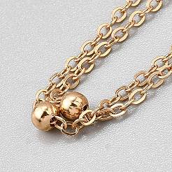 Chaîne de cheville à 2 brin avec boule ronde en fer pour femme&nbsp;AJEW-WH0270-684G