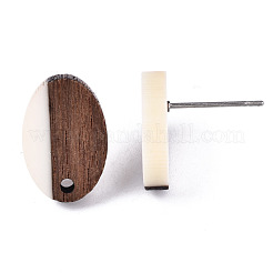 Fornituras de aretes de resina opaca y madera de nogal&nbsp;MAK-N032-004A-B03