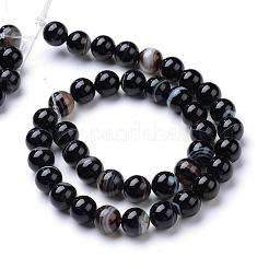 Chapelets de perles en agate noire naturelle&nbsp;G-R412-19-6mm