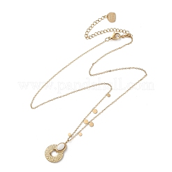 Colliers avec pendentif donut ovale en acier inoxydable 304 et verre blanc pour femmes&nbsp;NJEW-A045-01G