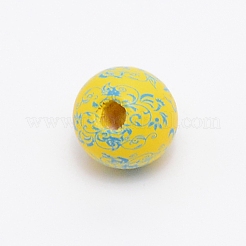 Perles de bois naturel imprimées&nbsp;WOOD-TAC0007-60C