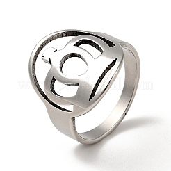 Anlaufgeschützter dicker Fingerring aus 201 Edelstahl mit Krone für Damen&nbsp;RJEW-G266-39P