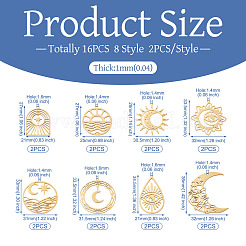 16 pieza 8 colgantes de acero inoxidable estilo 201&nbsp;STAS-TA0004-80