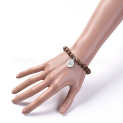 Bracciali unisex perline in legno elasticizzato&nbsp;BJEW-JB04959-04