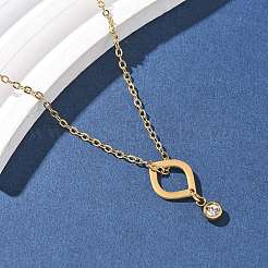 Colliers à chaîne en acier inoxydable 304 avec pendentif géométrique en strass et cristal&nbsp;NJEW-Z073-01G-01