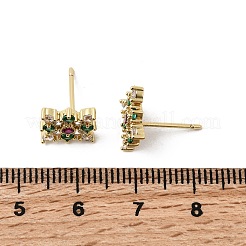 Boucles d'oreilles à tige en laiton losange avec micro pavé de zircones cubiques&nbsp;EJEW-L306-02G